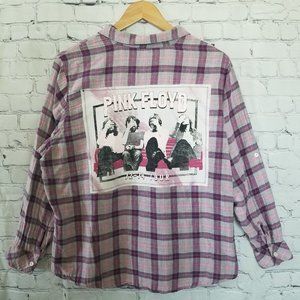 Upcycled Pink Floyd Flannel Shirt 1x Pink Purple